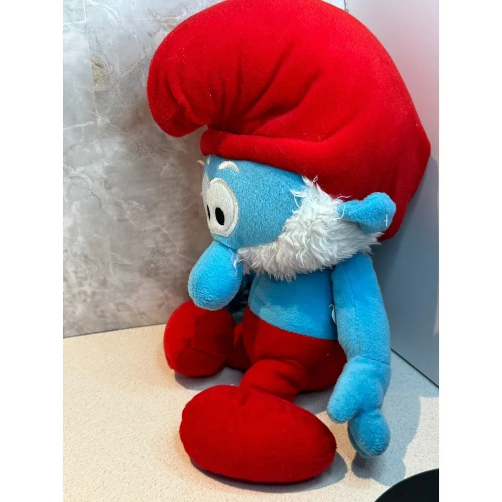 The Smurfs Papa‎ Smurf Plush Doll Red Hat Blue Vintage 2010 Stuffed Toy 14